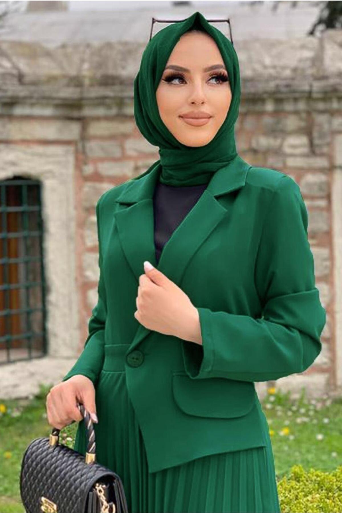 Women's Green (EMERALD) Jacket Look Dress T 0073 - Swordslife