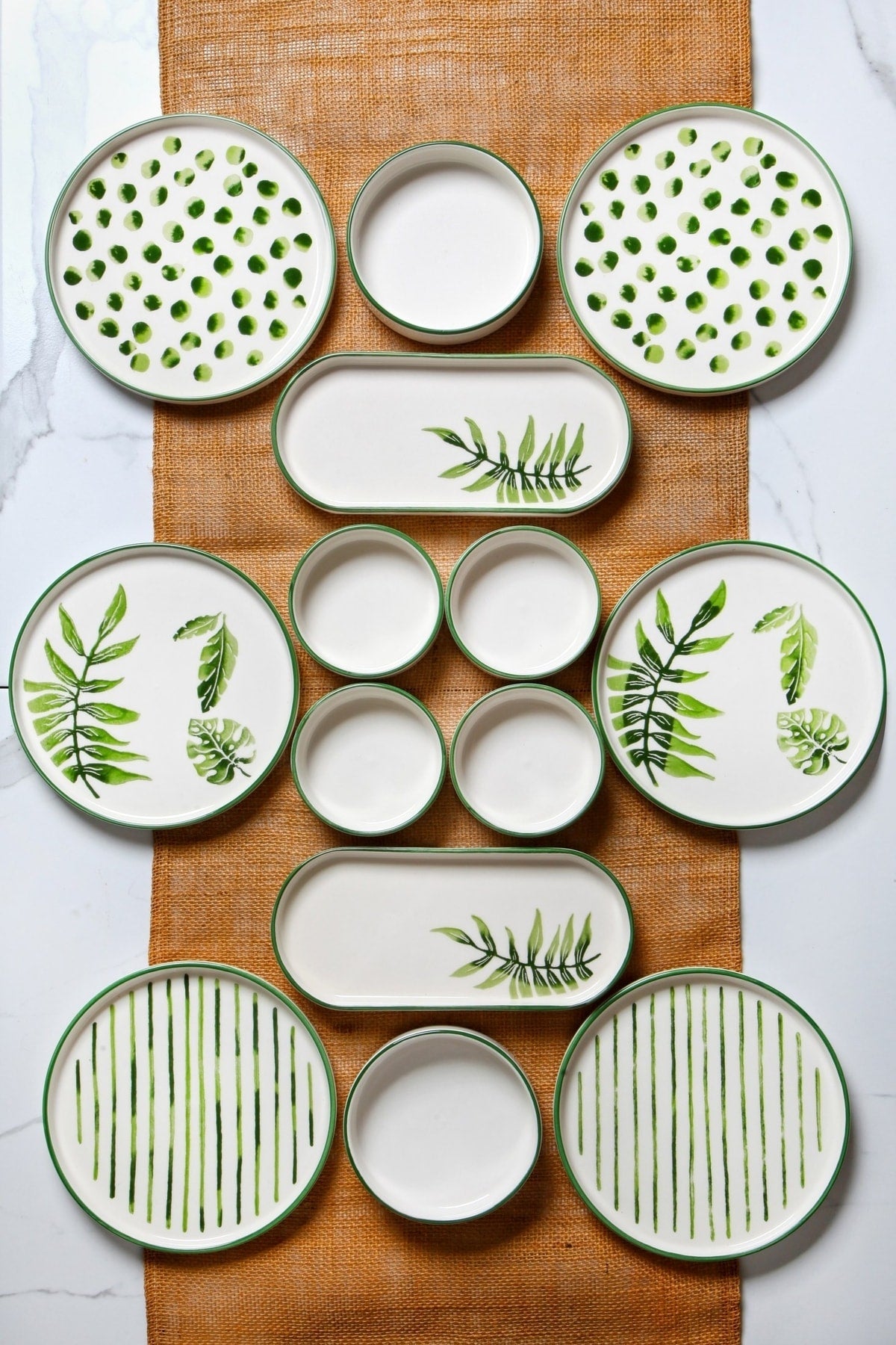Art Botanik 14 Pcs Stackable Breakfast Set For 6 Persons - Luxurious Breakfast Serving Set Plate