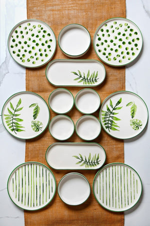 Art Botanik 14 Pcs Stackable Breakfast Set For 6 Persons - Luxurious Breakfast Serving Set Plate