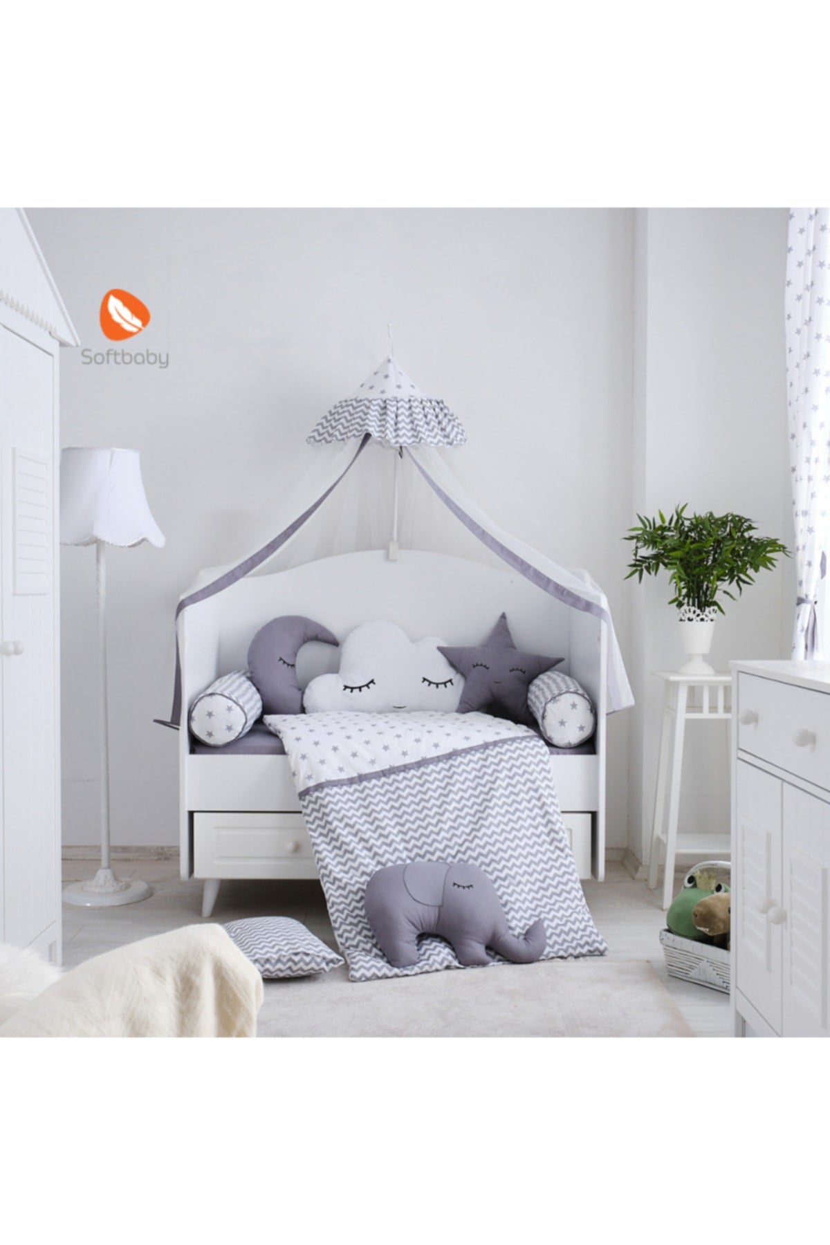 Stella Gray Crib Sleeping Set