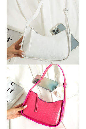 Women'S 2-Pack Crocodile Patterned Baguette Bag Stylish Daily Use Hand Bag