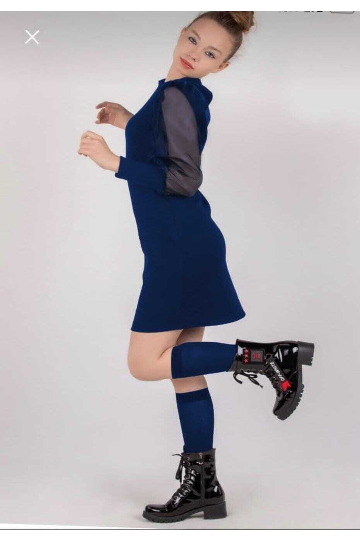 Ladybug Child Sleeve Tulle Full Lycra Dress Navy Blue (11-15) Age