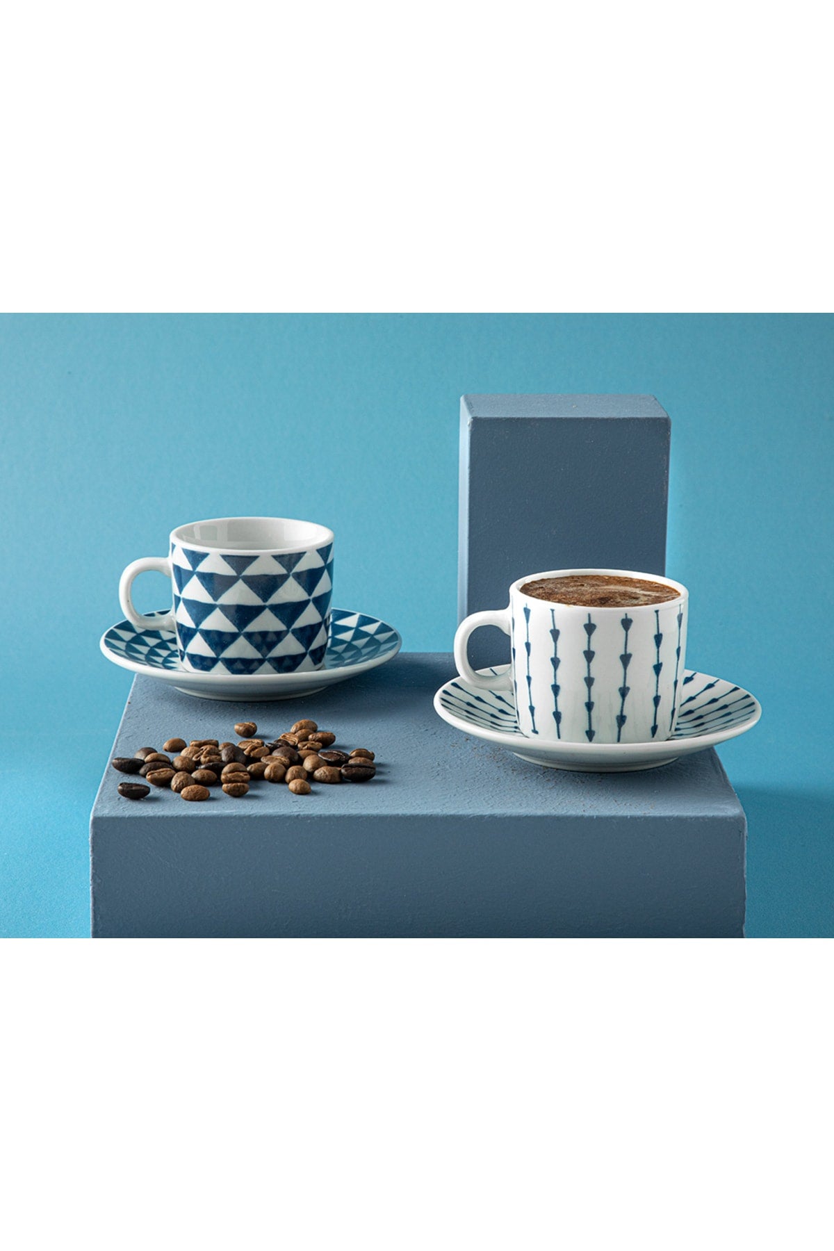 Trin Porcelain Set Of 2 Coffee Cups 80 Ml Navy Blue