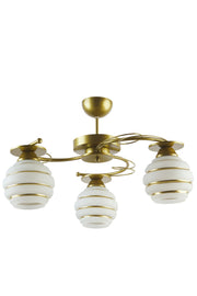 Goldina Modern Plofonyer Gold Case Silvery Glass Living Room - Kitchen - Bedroom 3-Piece Chandelier