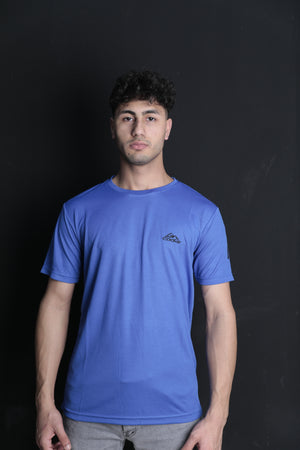 Blue Sweat Absorbent Outdoor Performance Sports T-Shirt