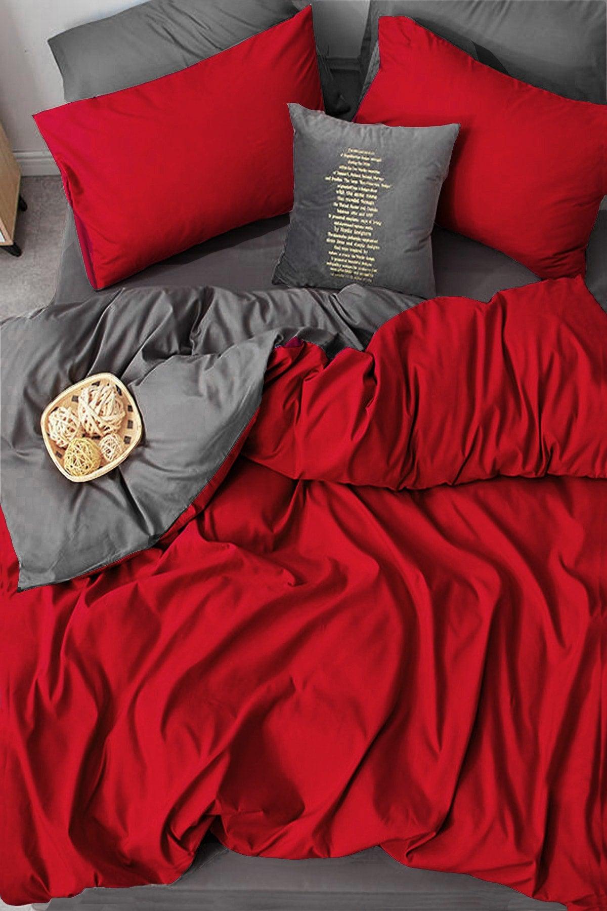 Elastic Bed Linen Duvet Cover Set Single Red-Gray - Swordslife