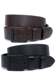 2-Pack Black - Brown Buffalo Leather Men'S Denim Belt 4.5 Cm