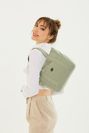 Green U37 Snap Closure 2 Compartment Front Pocket Detailed Canvas Fabric Daily Women'S Arm And Shoulder Bag U