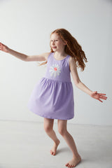 Girl's Daisy Patterned Lilac Dress