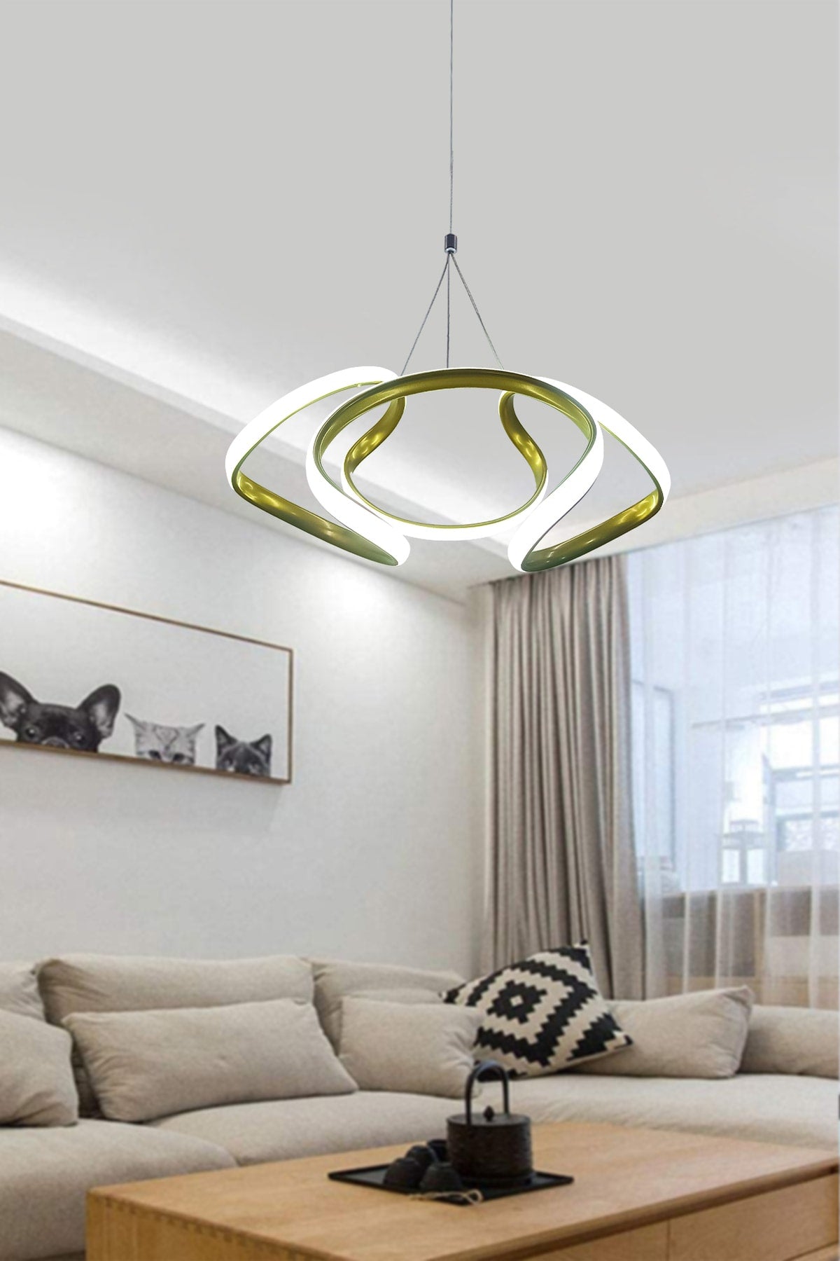 Dron Pendant Lamp Gold Color LED Chandelier White Light Modern LED Chandelier