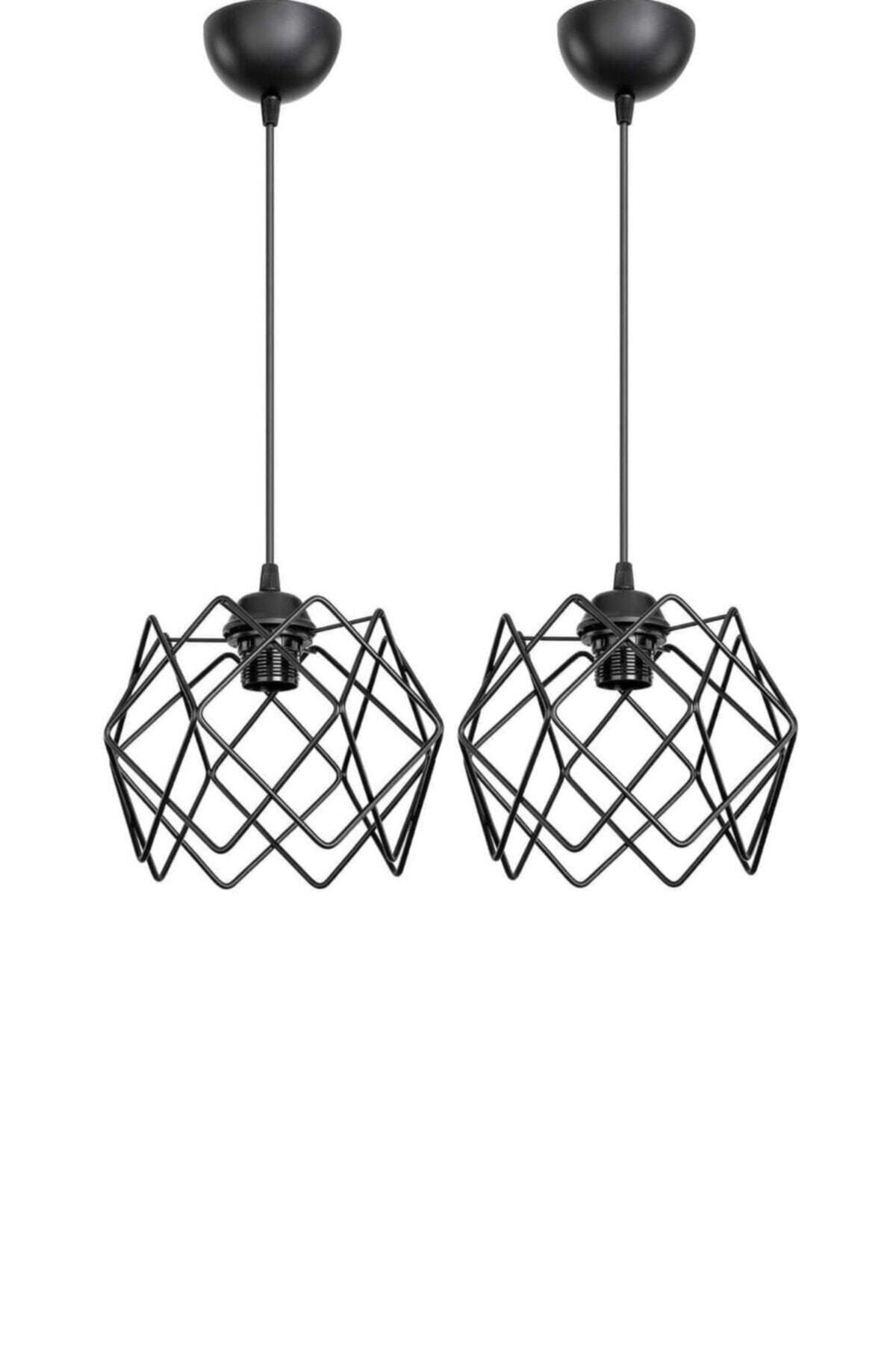 2 Pieces Black Pendant Chandelier, Prism Single Pendant Chandelier Koza