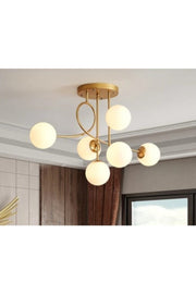 Jade 6-Piece Special Design Modern Sports Gold Color Glop Glass Living Room - Kitchen - Bedroom Chandelier