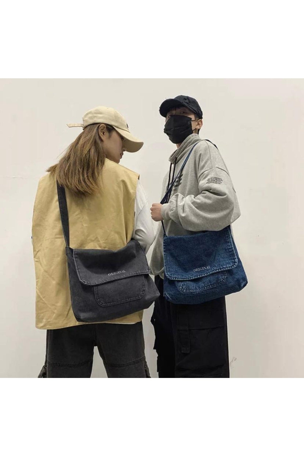 Harajuku Vintage Unisex Denim/Jeans Umhängetasche