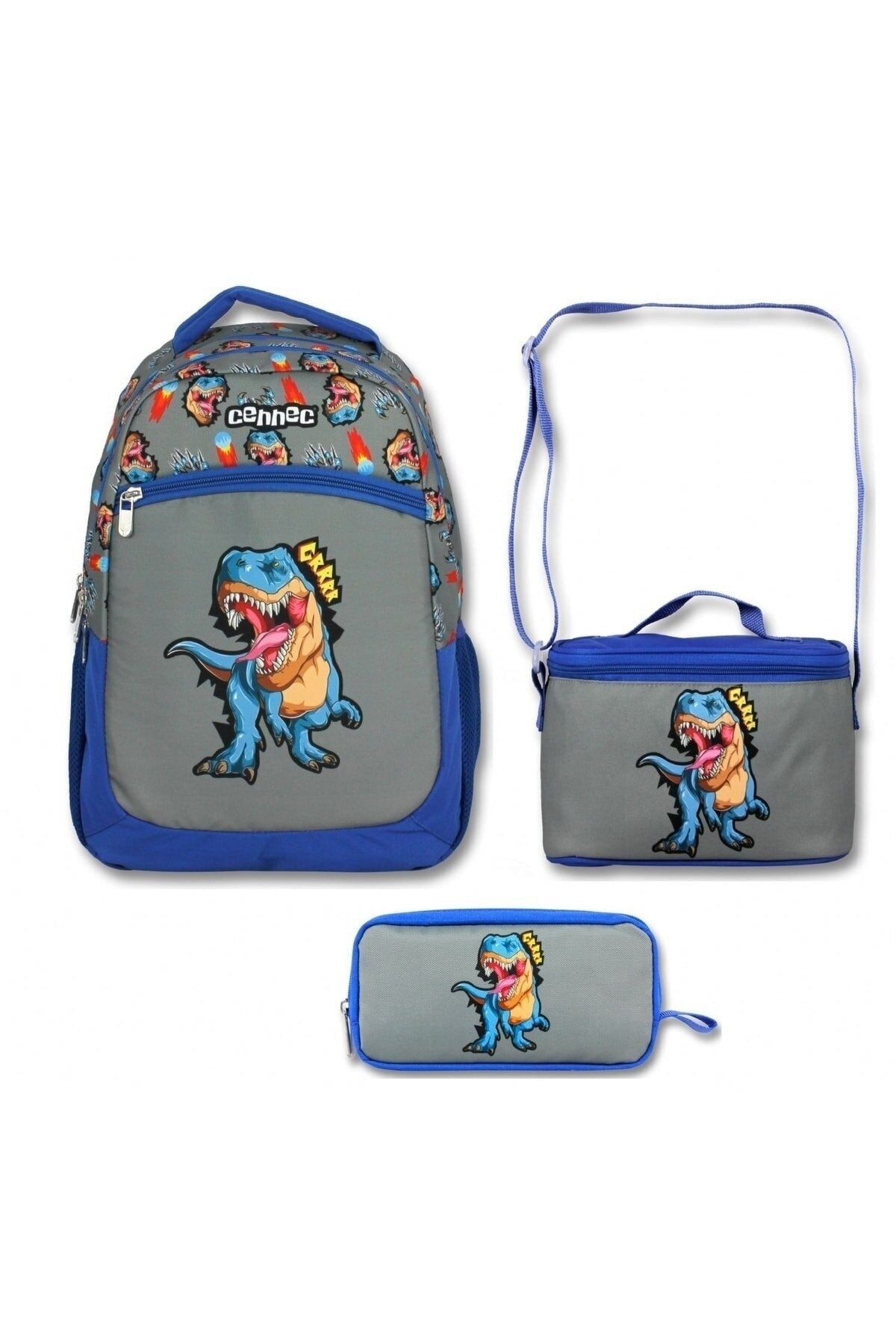 Hope Bag Cennec Trex Dinosaurier Grundschultasche – Lunchbox und Federtasche Set