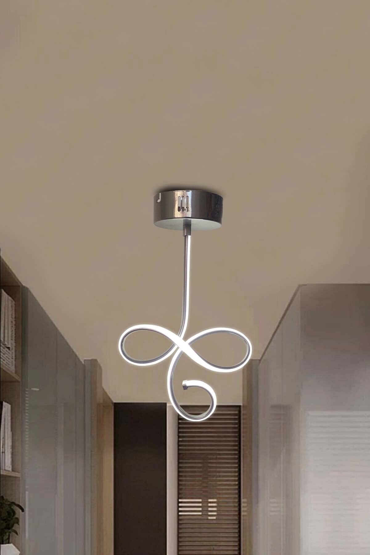 Chrome Pendant Lamp Luxury Plafonier Başak White Light LED Chandelier 1 Year Company Warranty