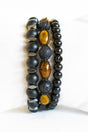 3 Pcs Bracelet Set Tiger Eye Lava Macrame Natural Stone, 6 Mm Black Onyx Stone And 8mm Hematite Bracelet - Swordslife