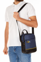 Unisex Navy Blue 6 Compartment Adjustable Long Strap Waterproof Portfolio Bag Cross Hand And Shoulder Bag