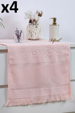 4 Pieces 50x90 Etamine Hollow Fringed Towel Set, Dowery Jacquard Towel, Embroidery Towel - Swordslife