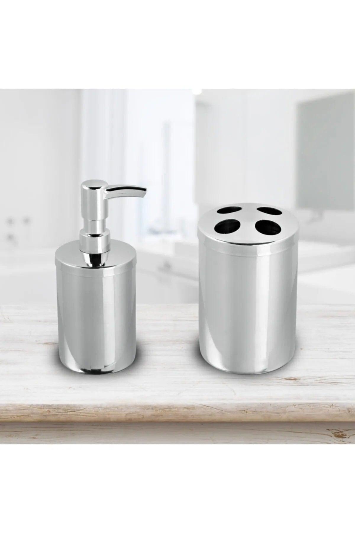 Stainless Bathroom Sink Above Counter 250 Cc Liquid Soap Dispenser - Toothbrush Holder Set Double Bathroom Set Dowry - Swordslife