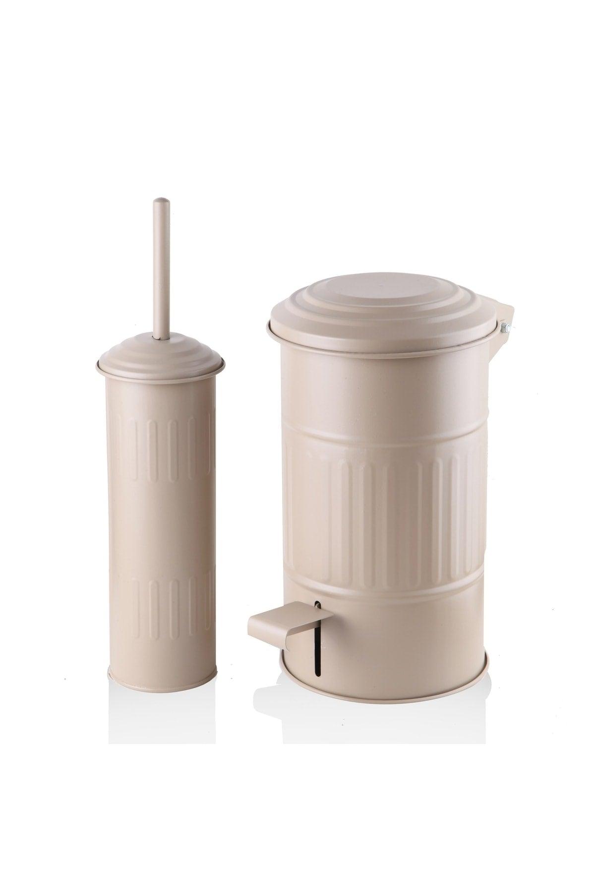 Galvanized Dustbin & Toilet Brush Set Bathroom Set Lux Pedal Dustbin - Swordslife