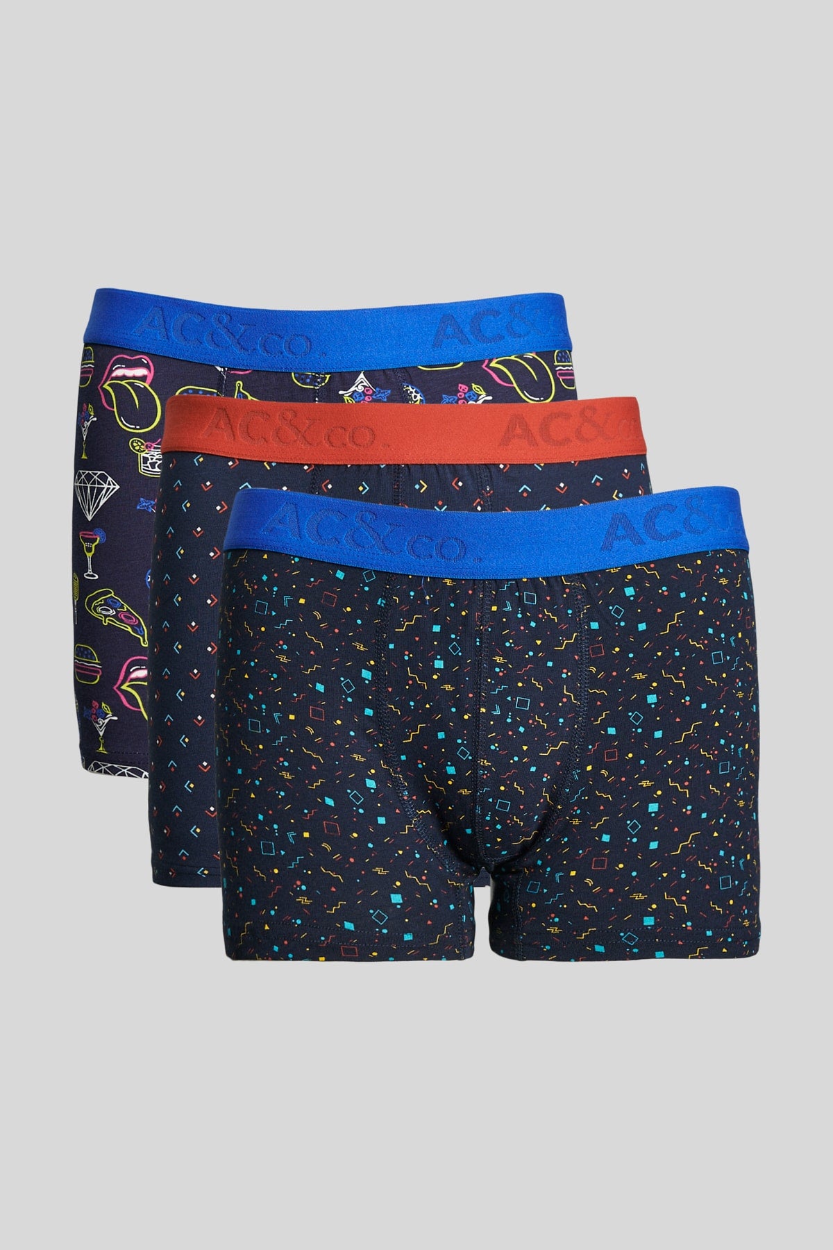 Men's Navy-Sax Blue 3-Pack Cotton Flexible Boxer
