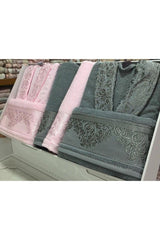 537 Jacquard Pink*gray 6 Piece Bathrobe Set - Swordslife