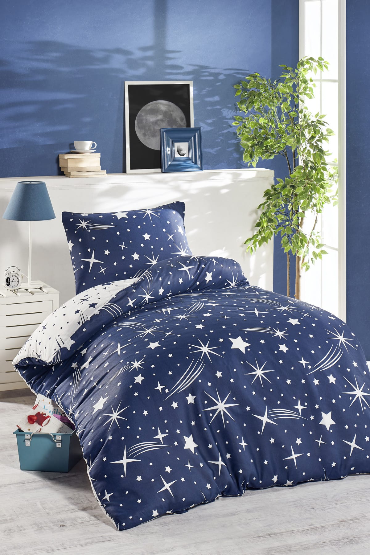 Single Junior Duvet Cover Set Halley Navy Blue