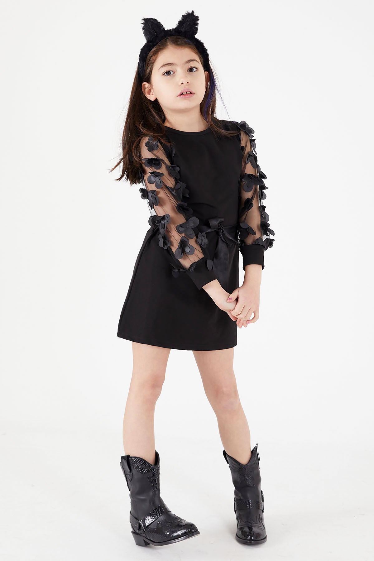 Tulle Belted Girl Tunic Dress 15037