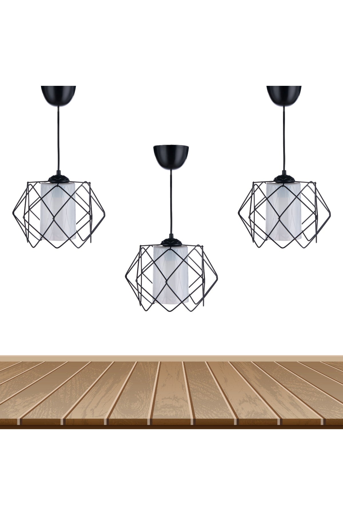 Black Design White Mica Multi Square Living Room Kitchen Bathroom Bedroom Children's Room Entrance Chandelier (3 PCS)