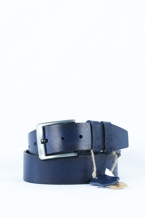 Genuine Buffalo Leather Men'S Belt 4.5 Cm Navy Blue Jeans Sport Belt