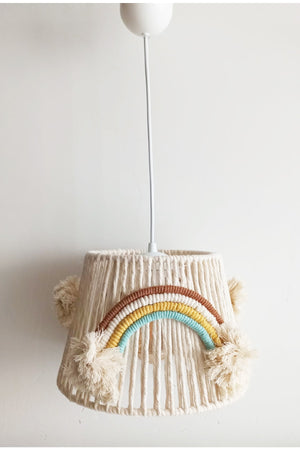Makramee-Kordelwickel, Regenbogen-Applikationen, handgefertigt, Pompom, Kronleuchter für Baby- und Kinderzimmer (18)