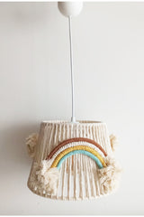 Macrame String Wrap Rainbow Appliqued Handmade Pompom Baby and Children's Room Chandelier (18)