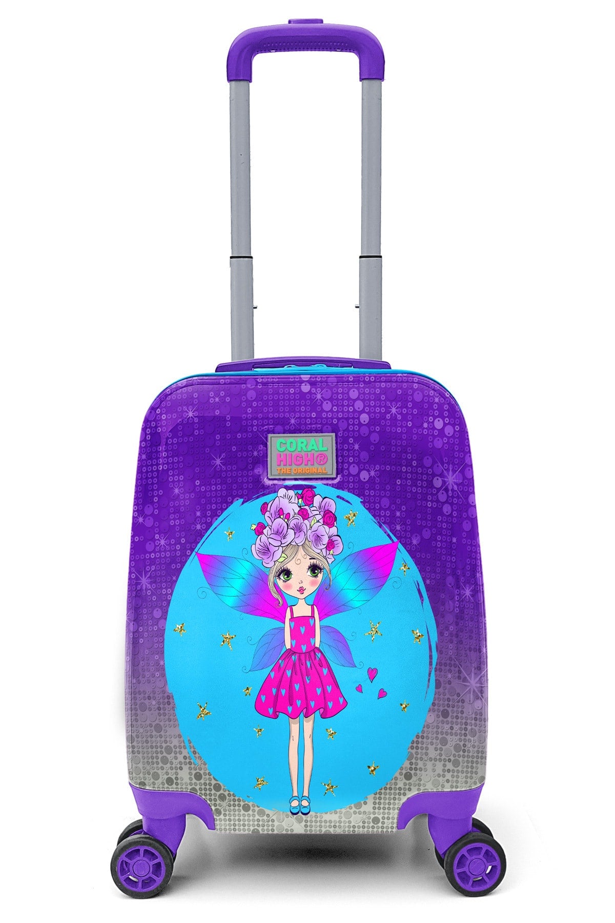 Kids Pink Blue Fairy Patterned Suitcase 16726
