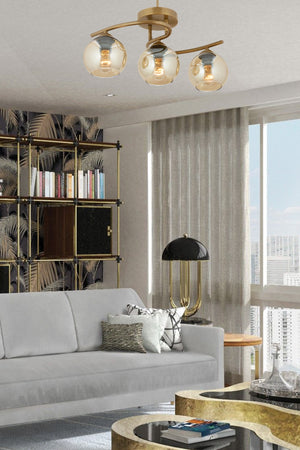 Elite 3-Piece Antique Honey Glass Modern Kitchen Bedroom Living Room Chandelier