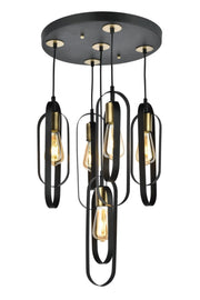 Esse 5 Piece Black Antique Tray Pendant Lamp Chandelier