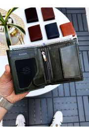 Luna Echtleder Handlicher Münzhalter Kibar Herren Geldbörse Crazy Green