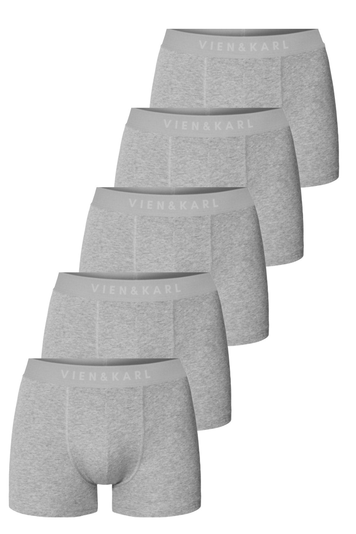 Men'S Gray 5-Pack Plain Lycra Boxer Shorts