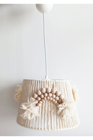 Macrame String Wrapped Wooden Beaded Rainbow Applique Handmade Pompom Kids And Baby Room Chandelier