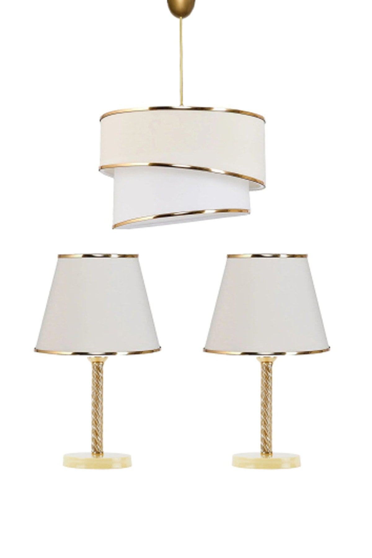 Chandelier, Lampshade, Nightstand Set Anya Model