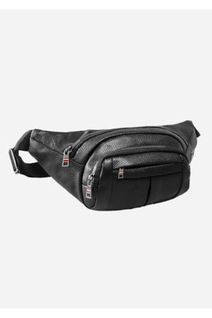 Men'S Leather Headphone Outlet Waterproof Cross Shoulder And Waist Bag (Daily Use Black Color)
