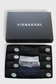 Men'S 3-Box Black Gray Navy Blue Lycra Boxer 8-Piece Box Black Socks Combine