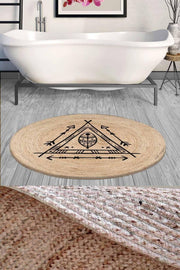 Else Decor Retro Patterned Rope Straw Jute Knit Round Shower Front Bath Mat 120x120cm - Swordslife