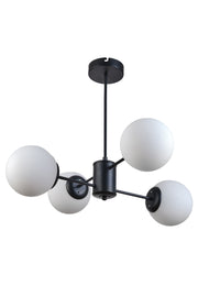 Seoul Modern Design Living Room Dining Room Kitchen Black Color White Glass Pendant Lamp 4 Piece Chandelier