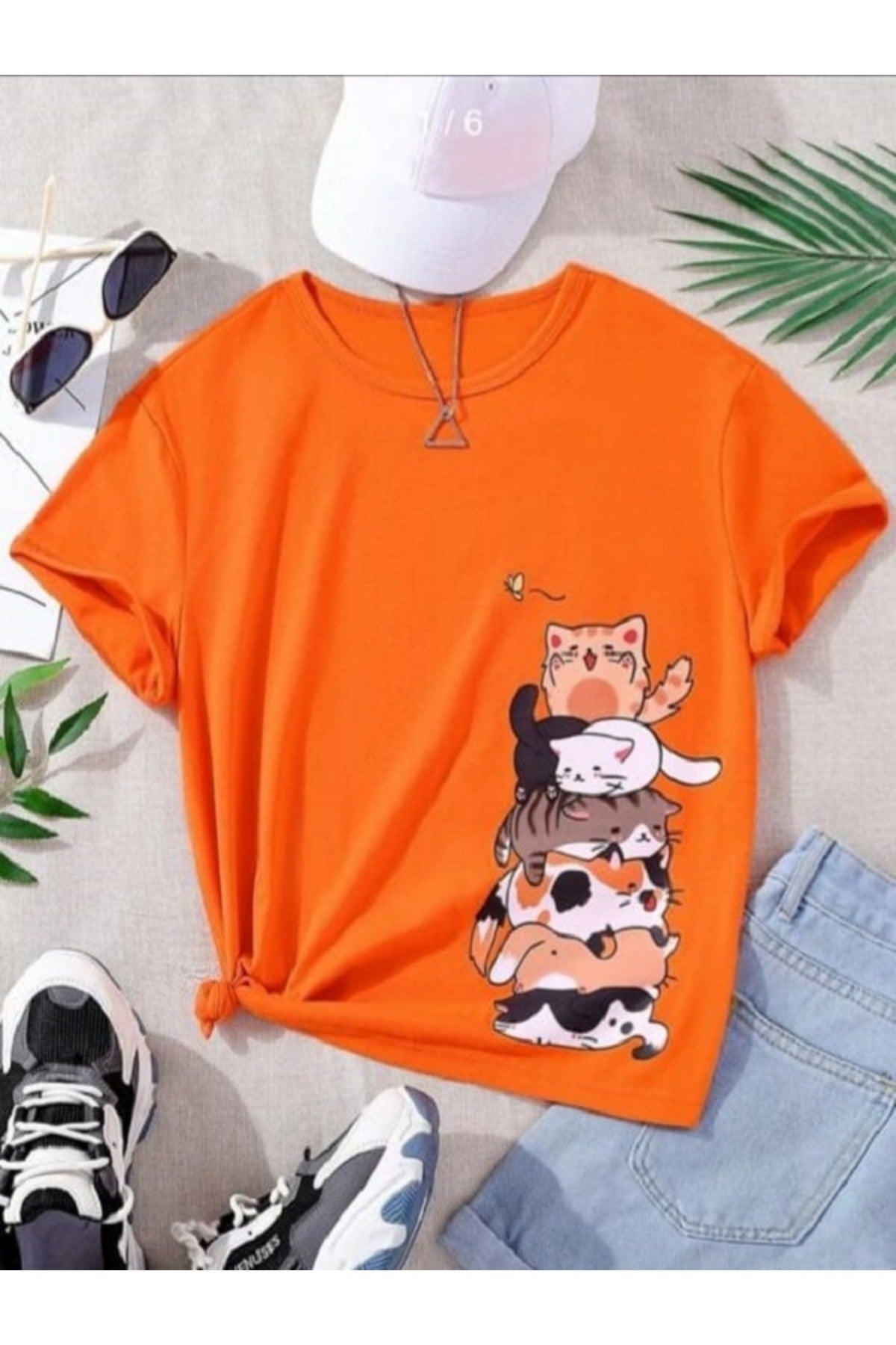 Süßes Kätzchen-Print Kinder T-Shirt