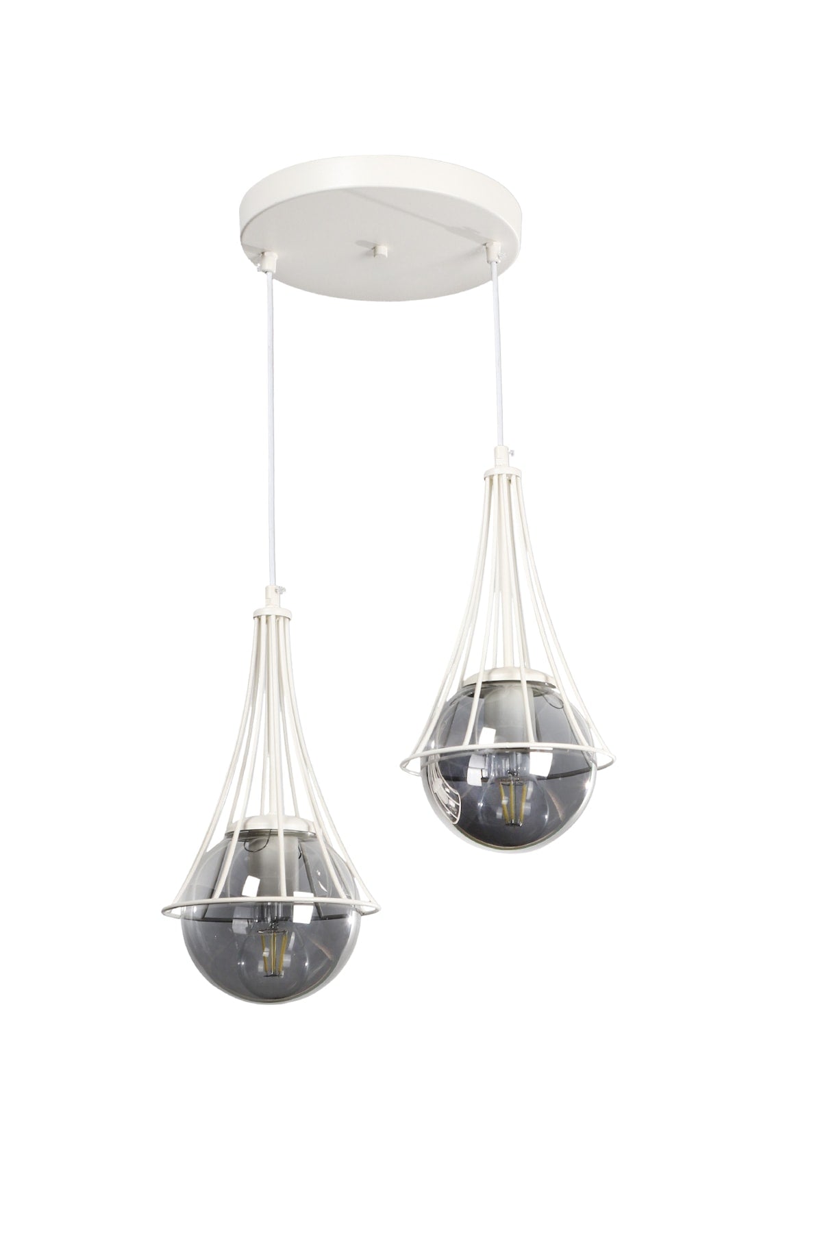 Lapis Double White-smoked Glop Glass Chandelier