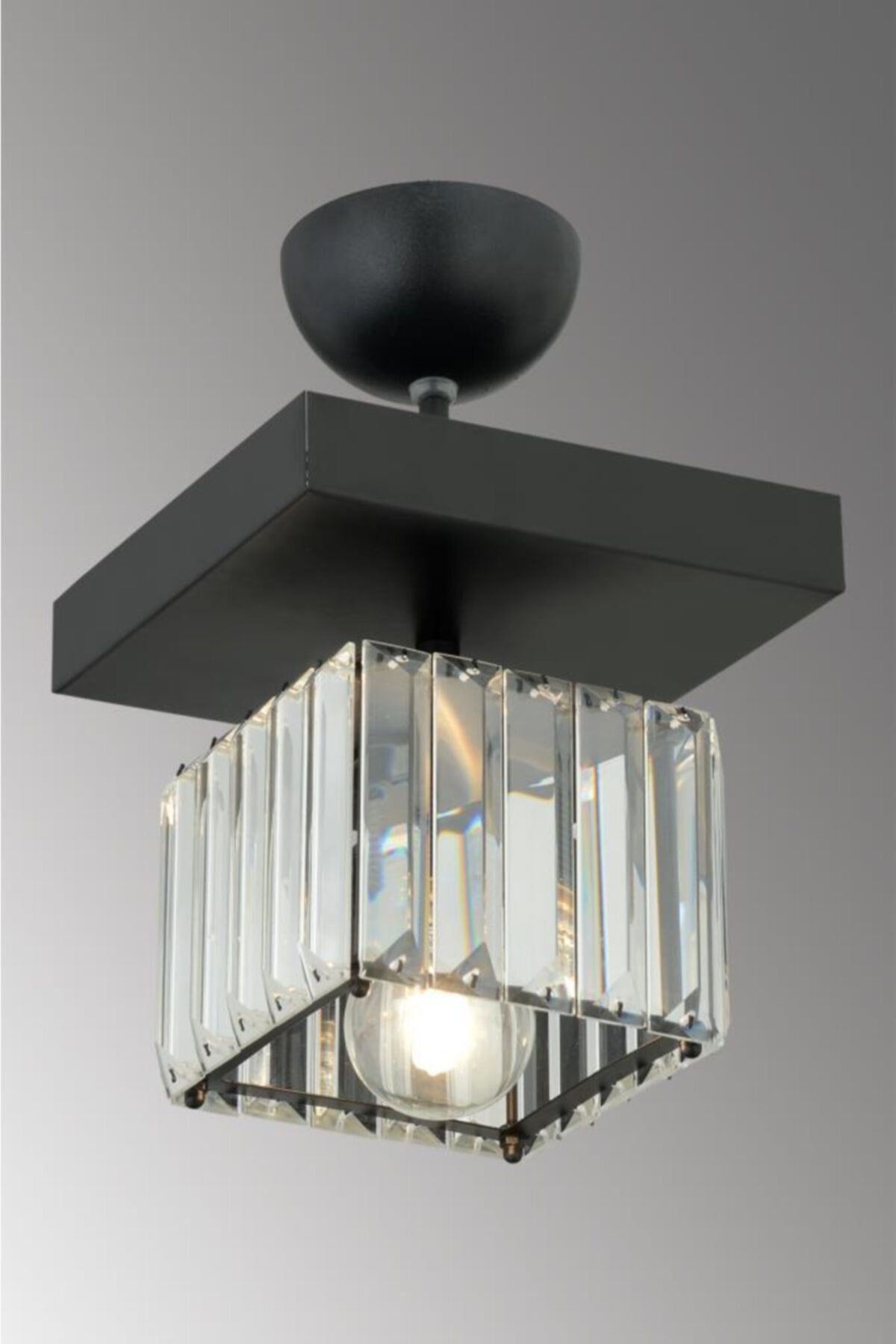 Lara Single Square Black K-10 Crystal Stone Chandelier