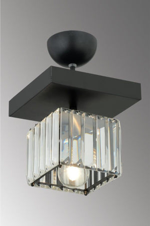 Lara Single Square Black K-10 Crystal Stone Chandelier