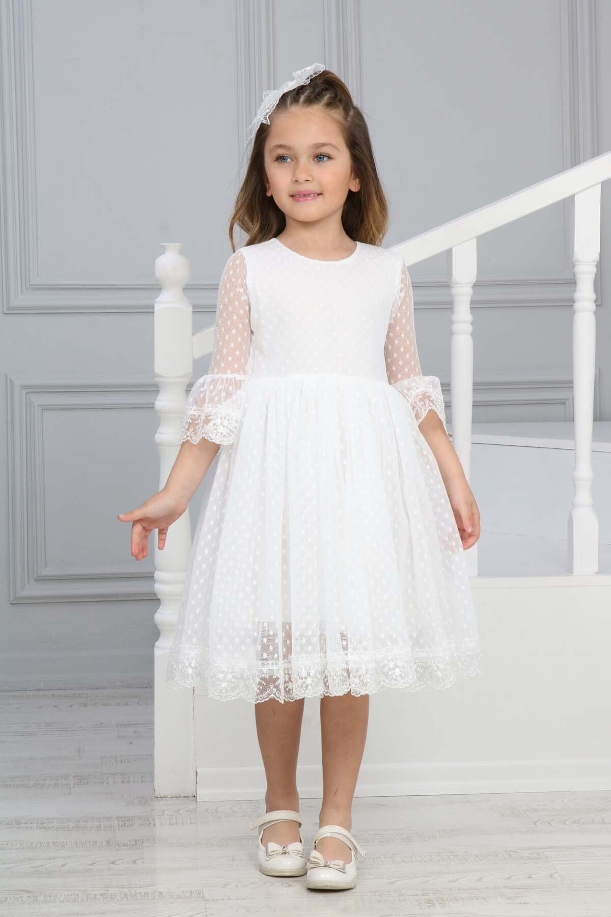 Girls` Evening Dress Girls` Tulle Lace Dress Girls` Dress Girls` Buckled Dress