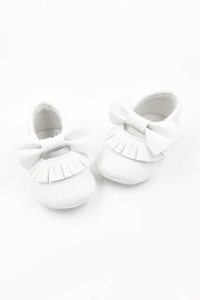 White Bow Tasseled Baby Shoes