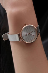 Dantes Rose Case Gray Straw Strap Women's Wristwatch